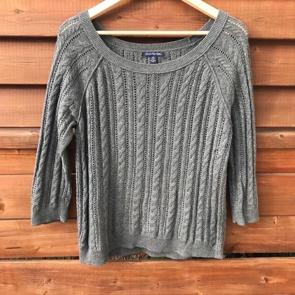 𝅺american Eagle 🦅 ladies cable knit sweater 🌻💚 - Picture 5 of 7